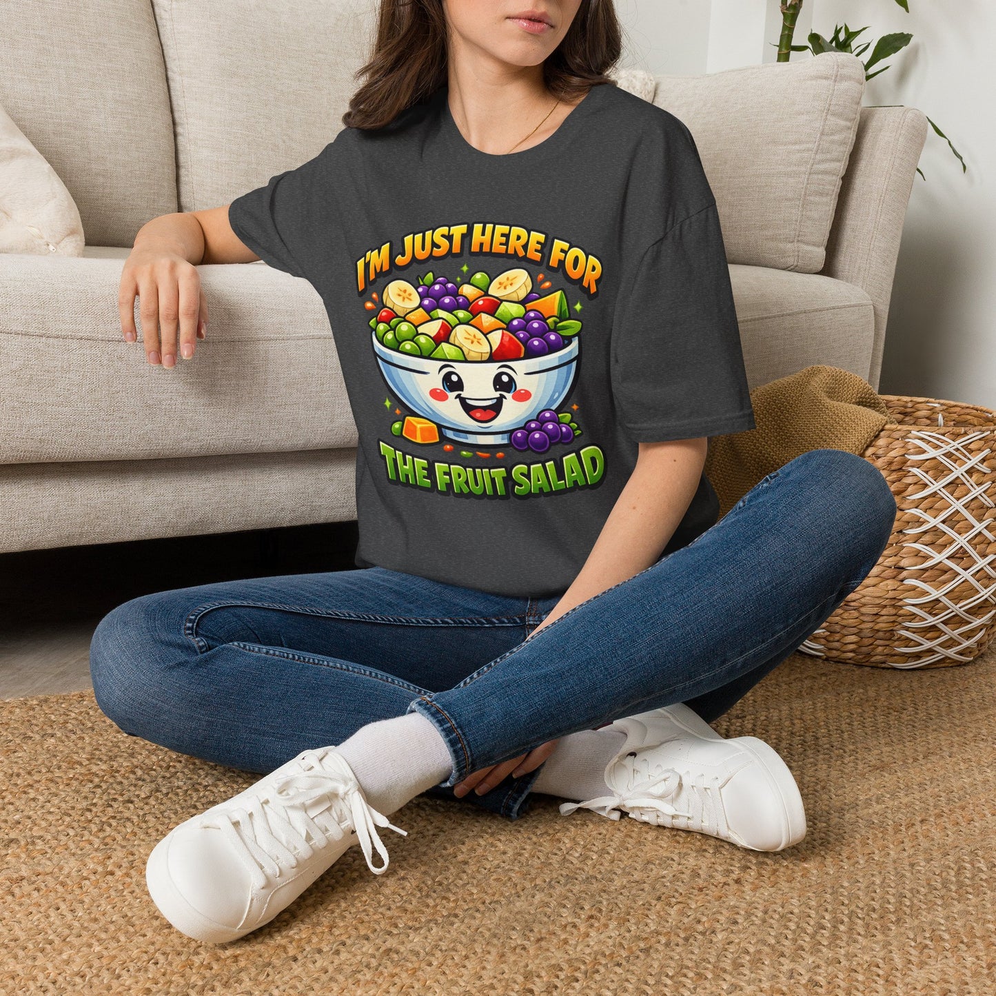 Fruit Salad Graphic T-Shirt — "I'm Just Here For The Fruit Salad" Cute Kawaii Bowl Tee